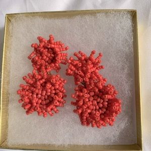 Coral beaded post earrings